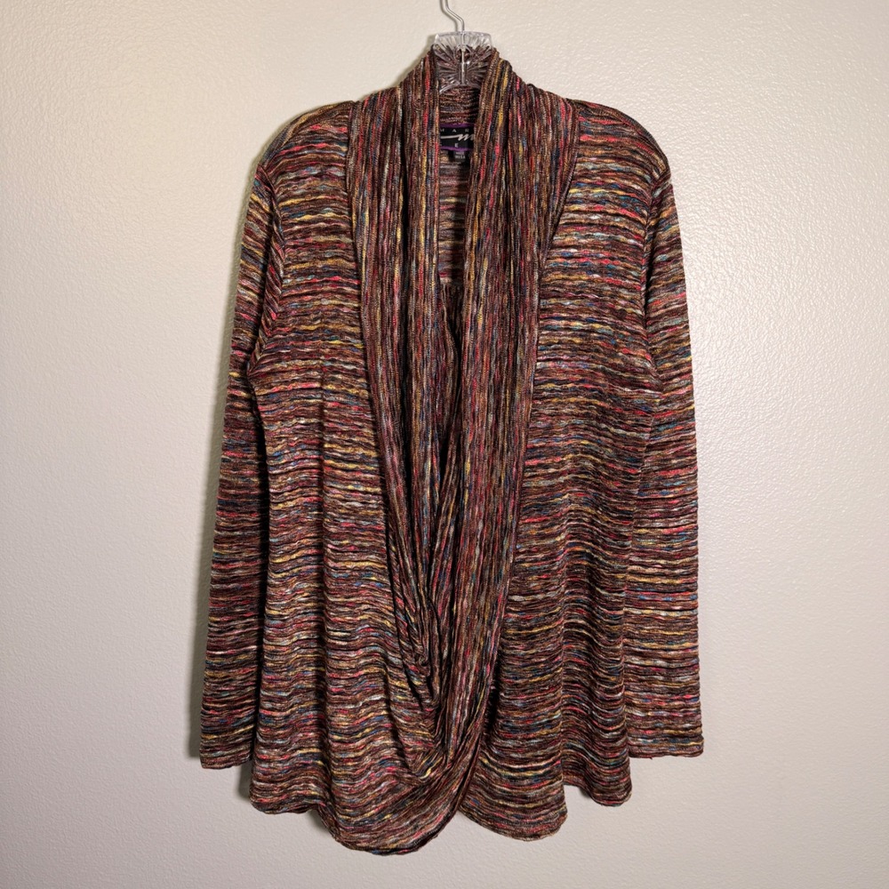Vintage Margi Kent Multicolor Textured Knit Twist Front Tunic Top Art to Wear